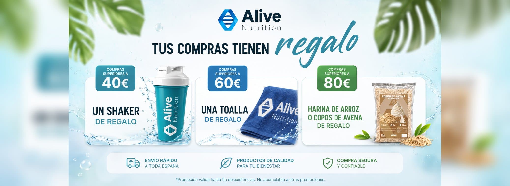 Tus compras tienen regalo — shaker, toalla o harina de arroz según importe